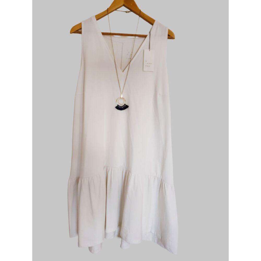 NWT A New Day White Gathered Flare Dress 1X Babydoll Boho Cottagecore